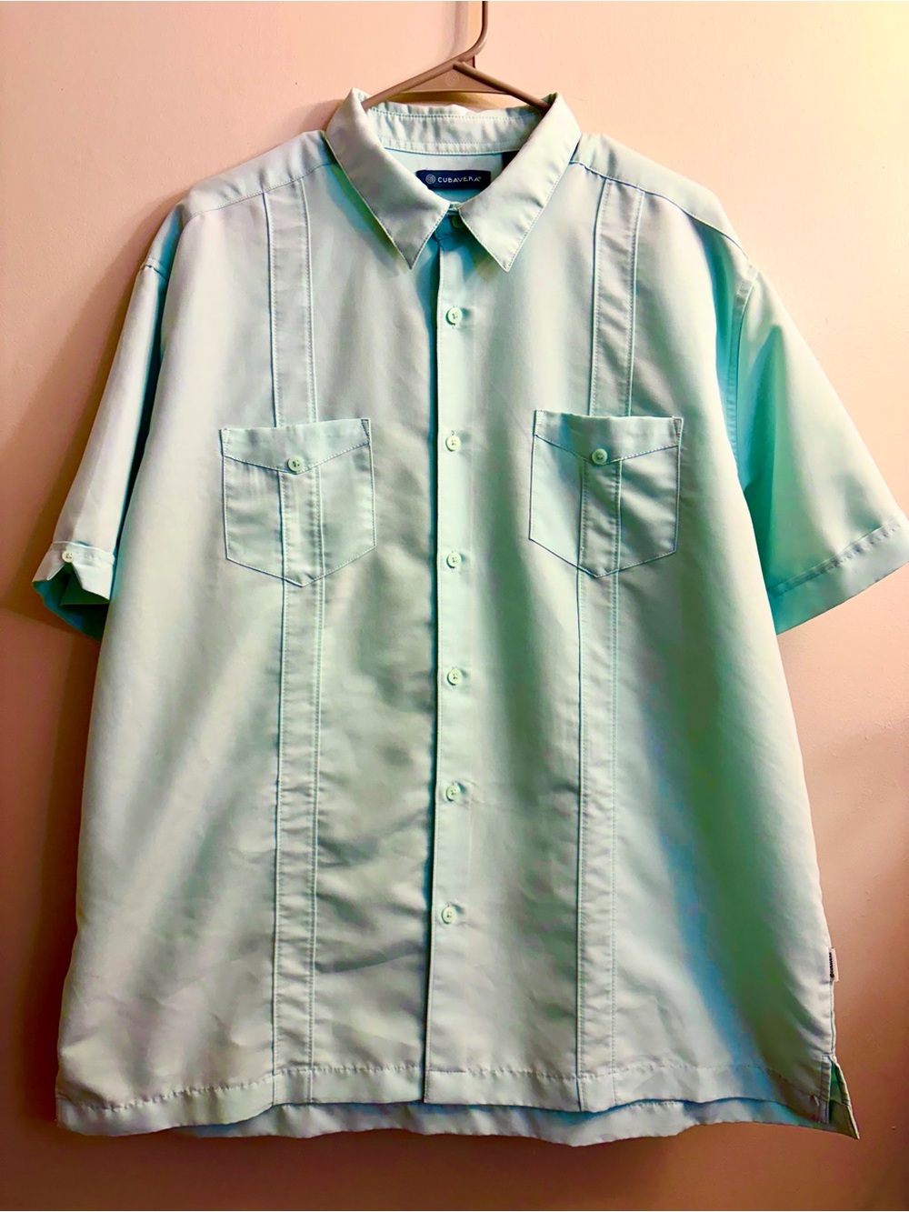 🏷️ Cubavera Mint Green Short Sleeve Guayabera Shirt - XL